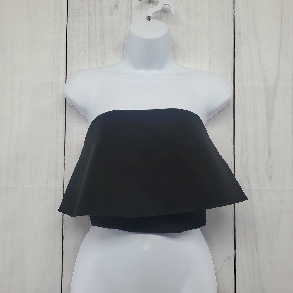 Silhouette by Momoe Structured Tiered Flounce Strapless Crop Top Size 2